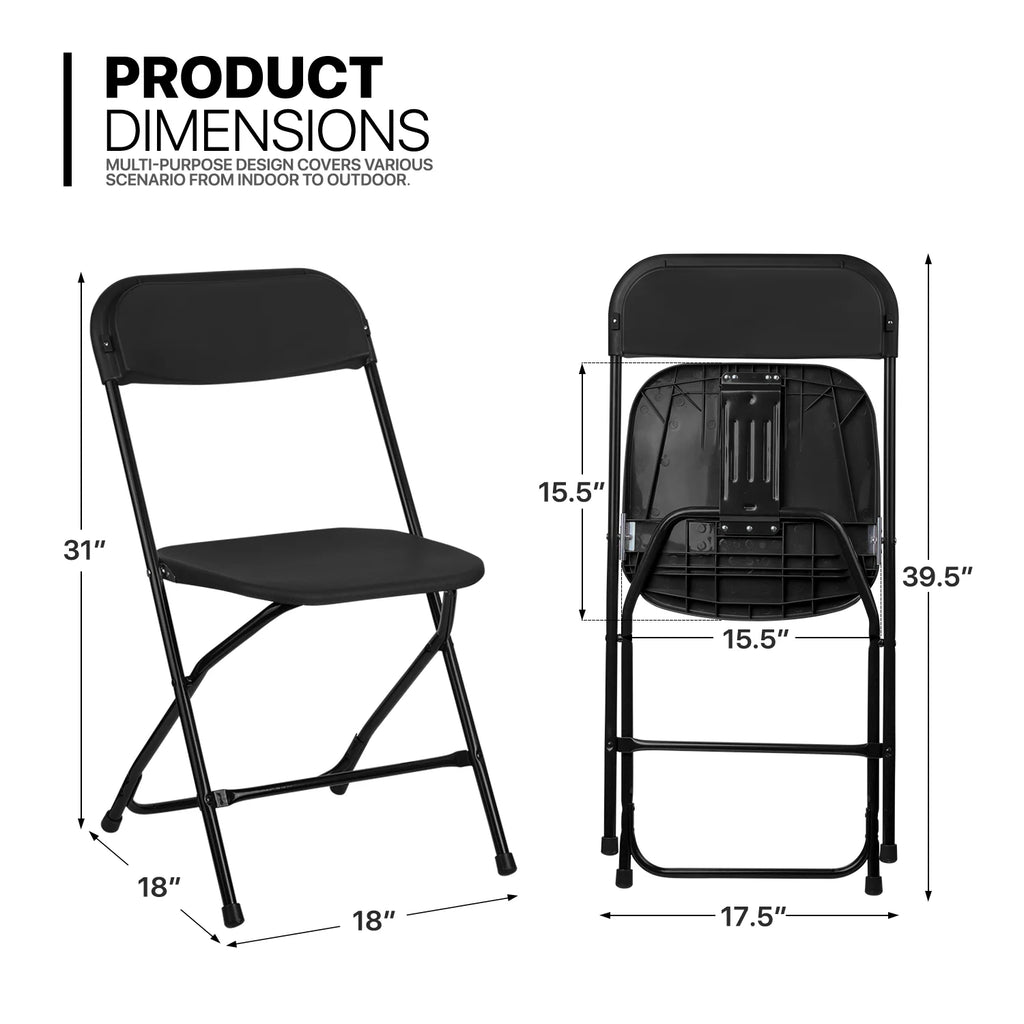 5 Ft Foldable Plastic Card Table and Chair Set, Black T55690