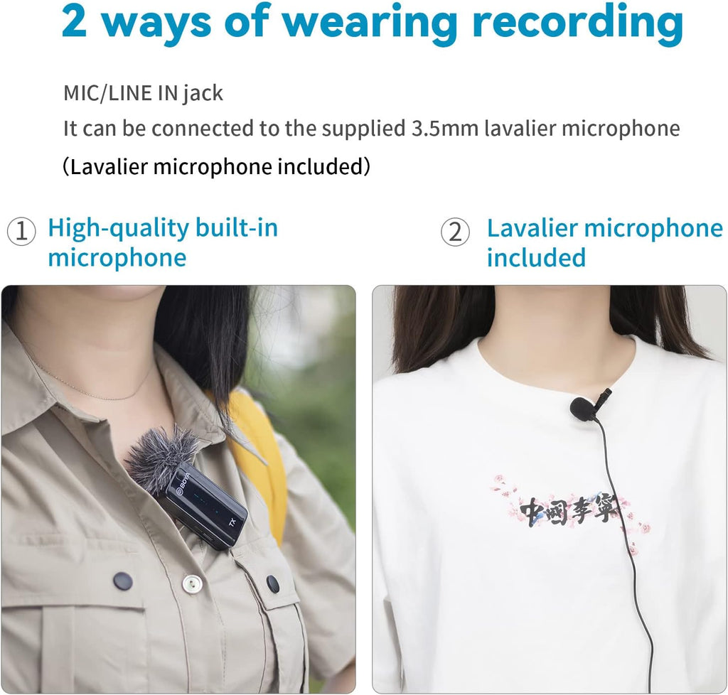 Wireless Lavalier Microphone for Camera DSLR Camcorder 2.4GHz Dual Channel Lapel Mic Y627