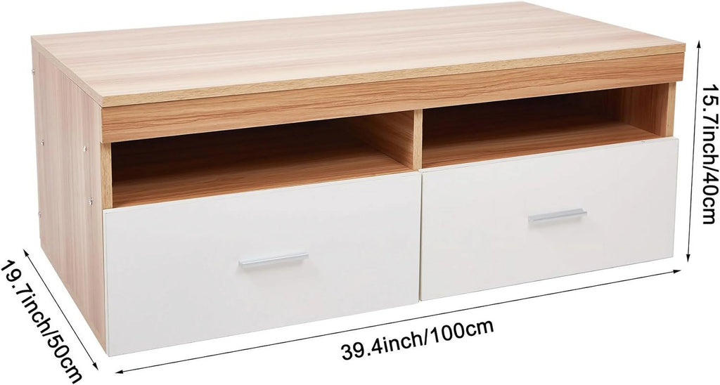 Wood Coffee Table with 2 Bin Drawers and Compartments A807256