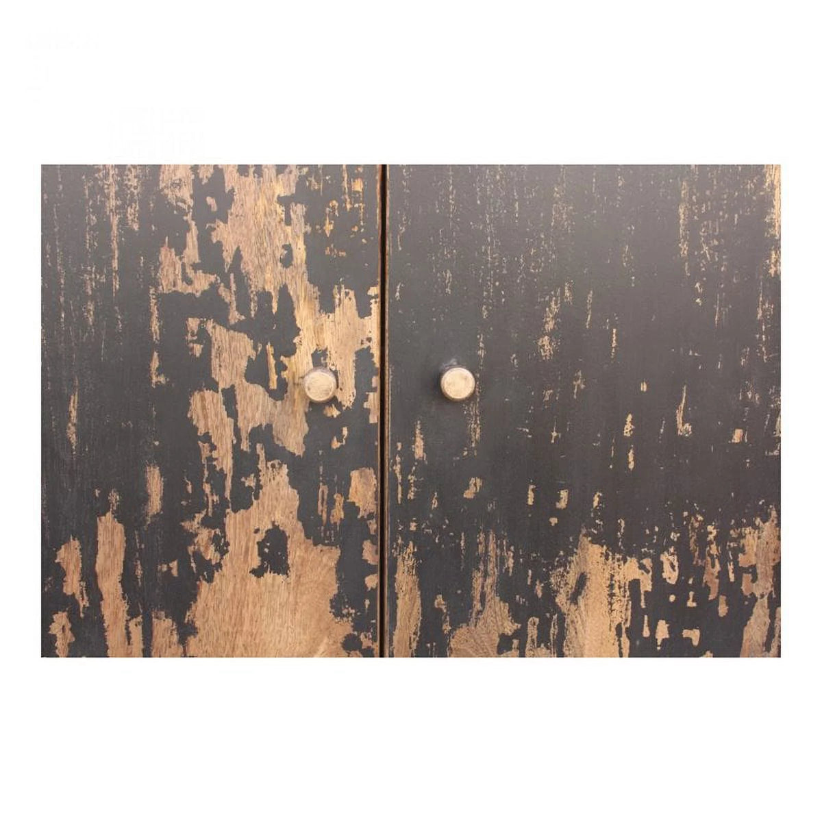 Black Mango Wood & Metal Small Sideboard B25015