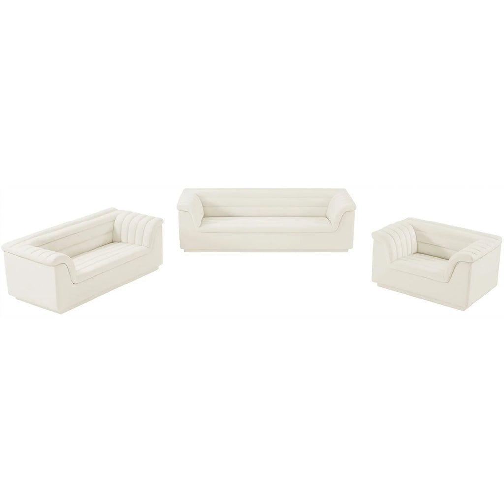Cream Velvet Loveseat A11382