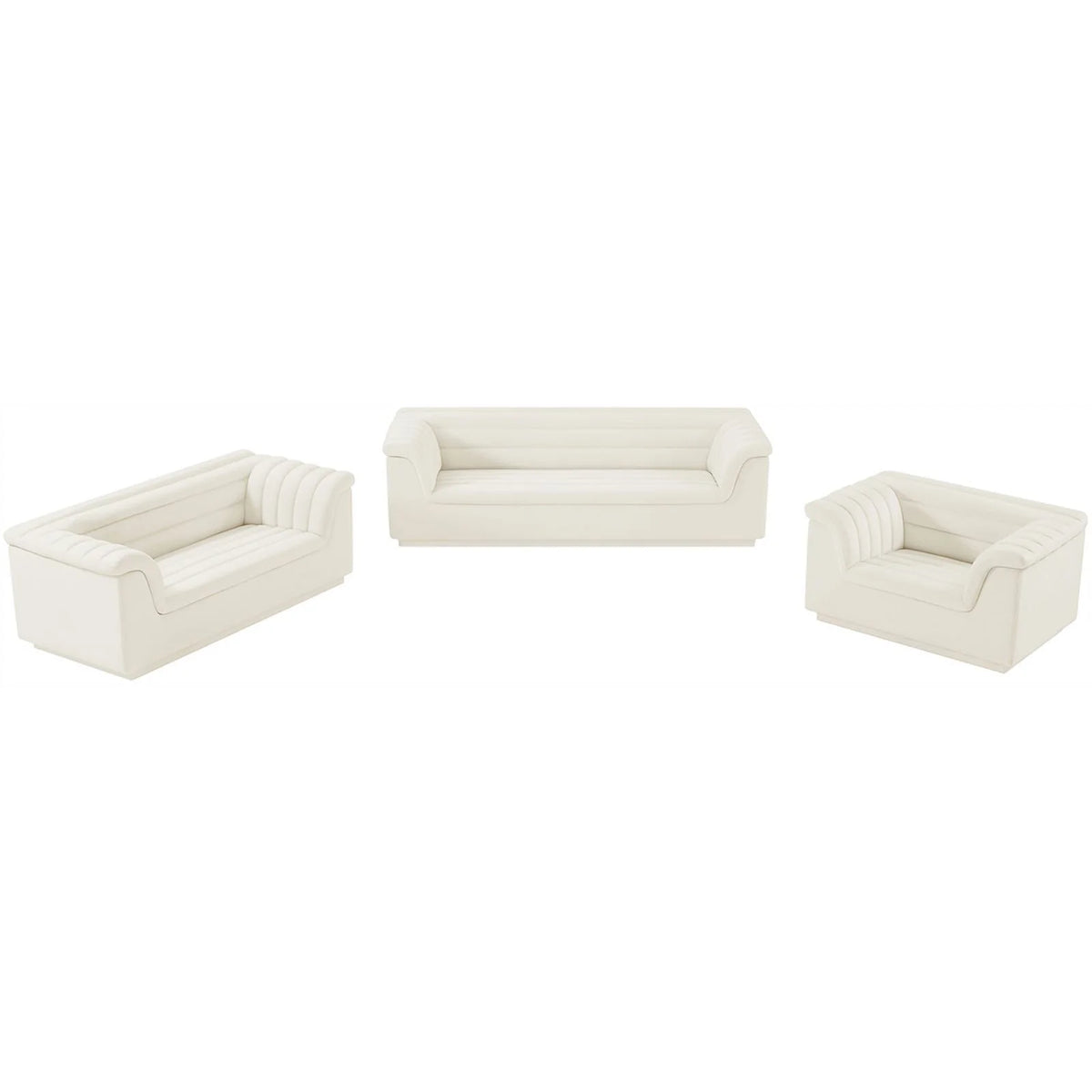 Cream Velvet Loveseat A11382