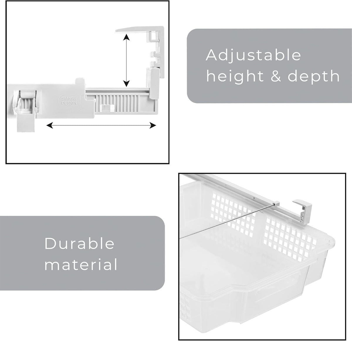 Clear Pack of 2 Adjustable Refrigerator Drawer Set V45108