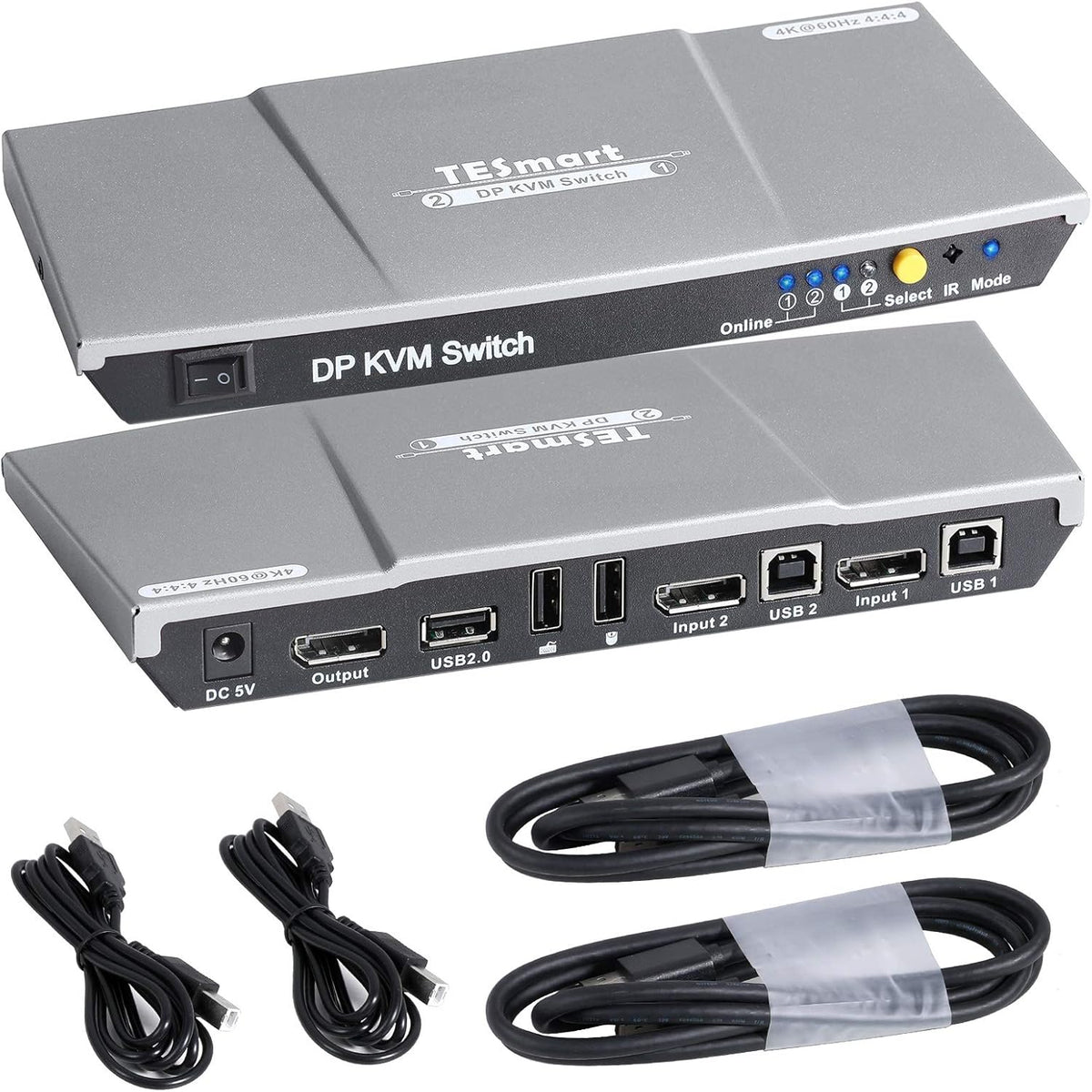 2 Port DisplayPort 4K 60Hz KVM Switcher with Cables Y348417