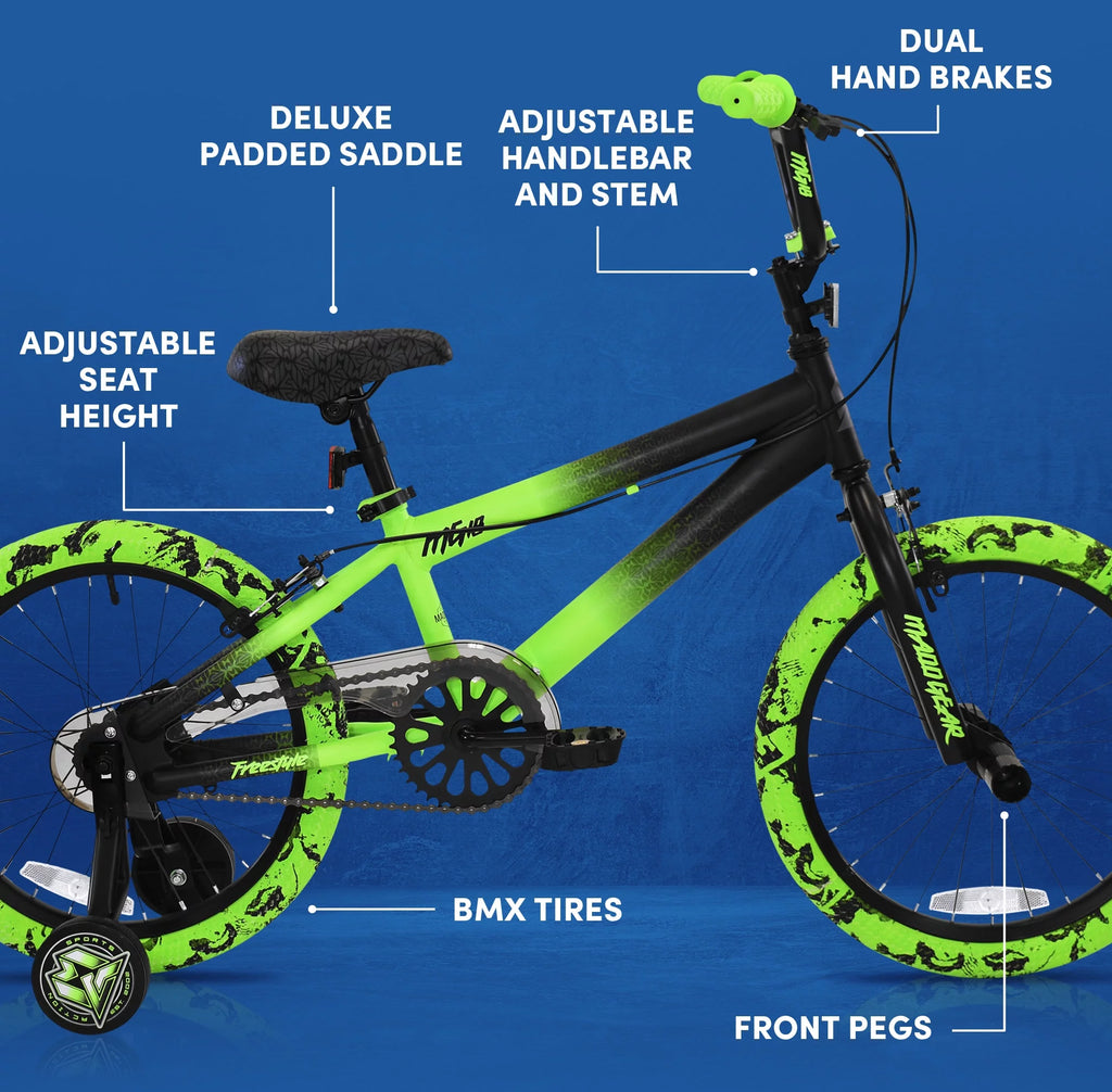 18" Black and Green BMX Bike B711