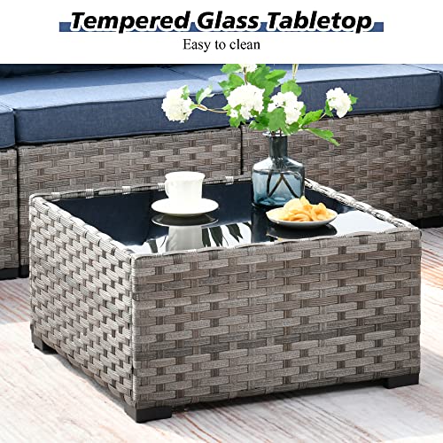 8 Piece Modern Wicker Sofa Set with Swivel Rocking Chair (Orange Red) Z847791