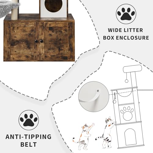 Oak Brown Cat Tree with Litter Box Enclosure Q55076