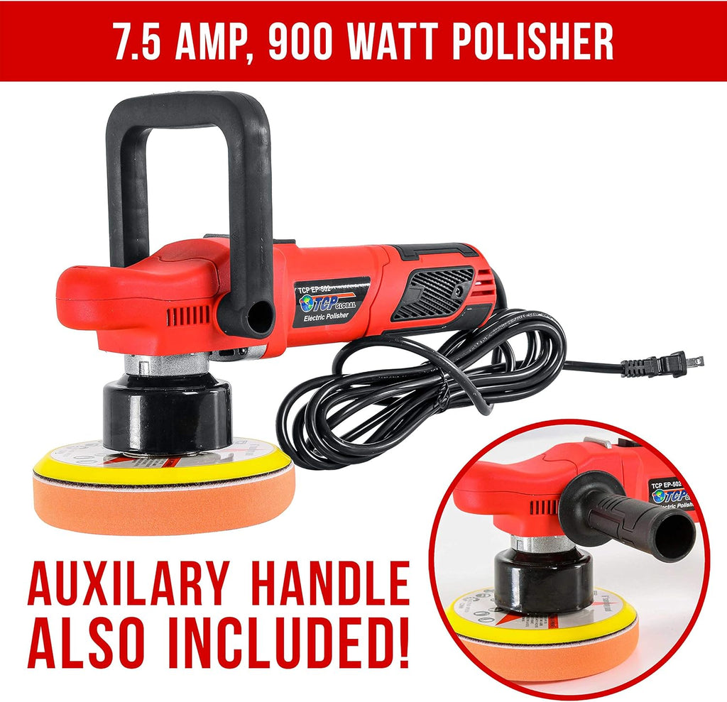 Variable Speed Random Orbit Dual-Action Polisher with 6 Pad Buffing and Polishing Kit X81325