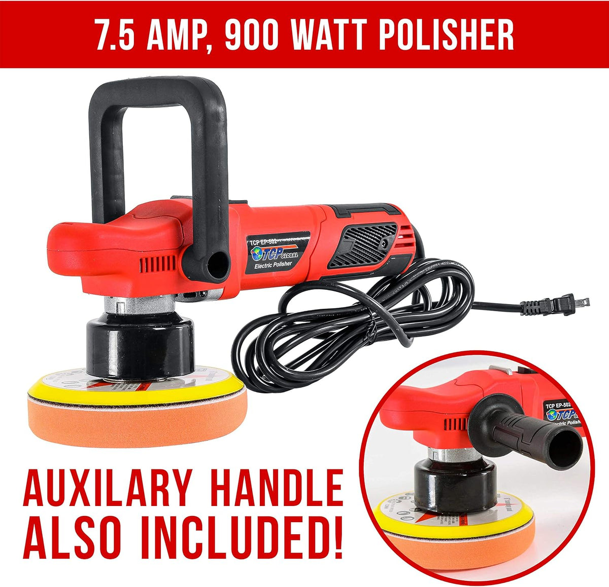 Variable Speed Random Orbit Dual-Action Polisher with 6 Pad Buffing and Polishing Kit X81325