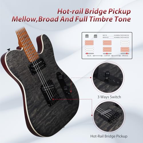 39 Inch Solid Wood Right Handed Electric Guitar with Amp, HSS Pick Up, Poplar Body, Mint Green B830328
