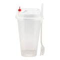 24 oz Clear Plastic Salad to Go Cup with Clear Lid and Fork S820595