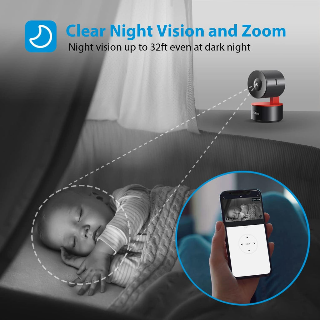Indoor WiFi Security Camera 1080P Night Vision 2 Way Audio C53446