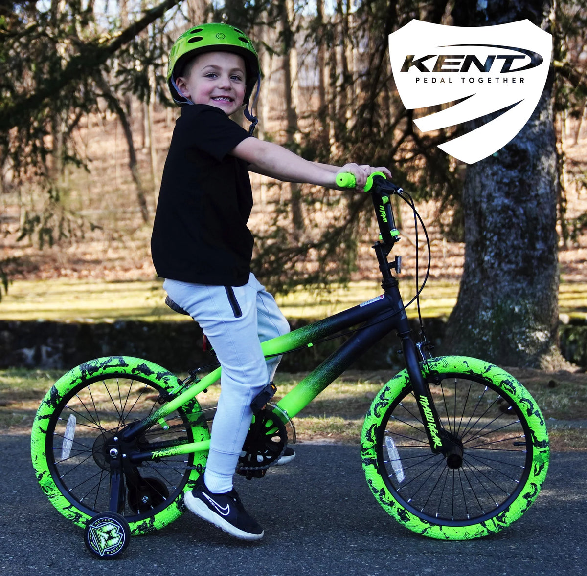 18" Black and Green BMX Bike B711