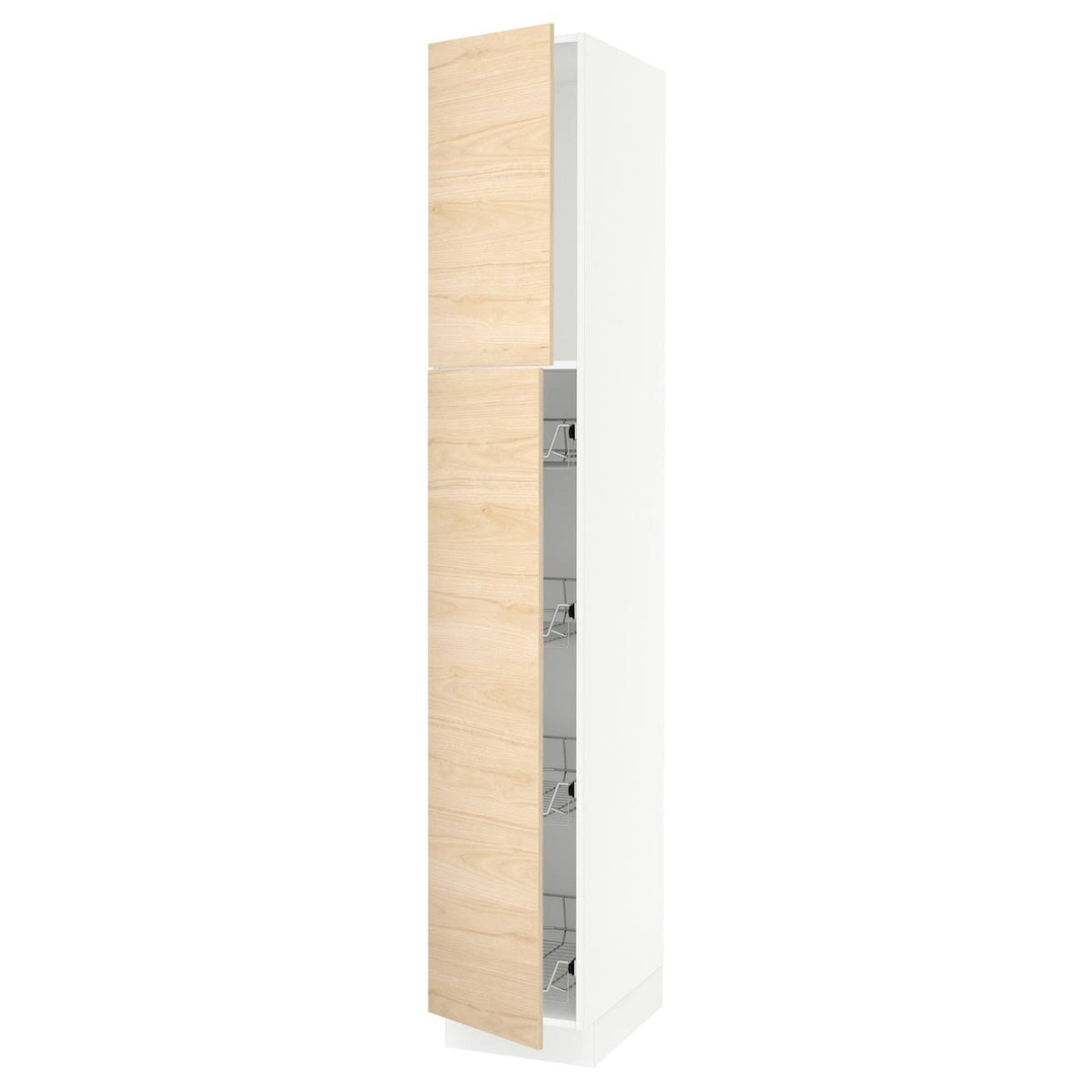 White High Cabinet with Door and Wire Baskets Z27214