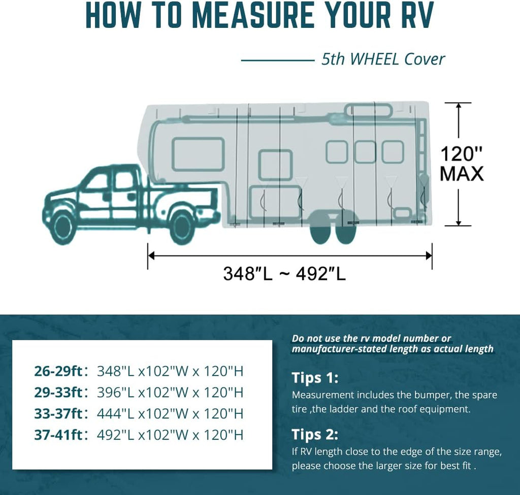 5 Layers RV Cover Fits 26'-29' Motorhome with Tire Covers E28707