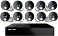 16 Channel Bluetooth Video Home Security Camera System with 12 Wired 1080p HD Indoor/Outdoor Spotlight Cameras with Audio and 1TB Hard Drive O87332