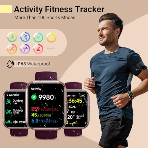 1.8'' Fitness Tracker Smart Watch Black Y65497