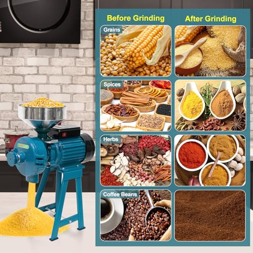 Electric Grain Mill Grinder, 3000W 110V Commercial Grain Grinder Machine with Funnel M8030
