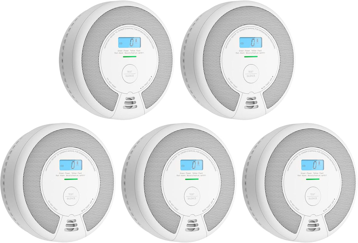 Wireless Interconnected Combination Smoke and Carbon Monoxide Detector with LCD Display, 10-Year Battery, Pack of 3 L289047