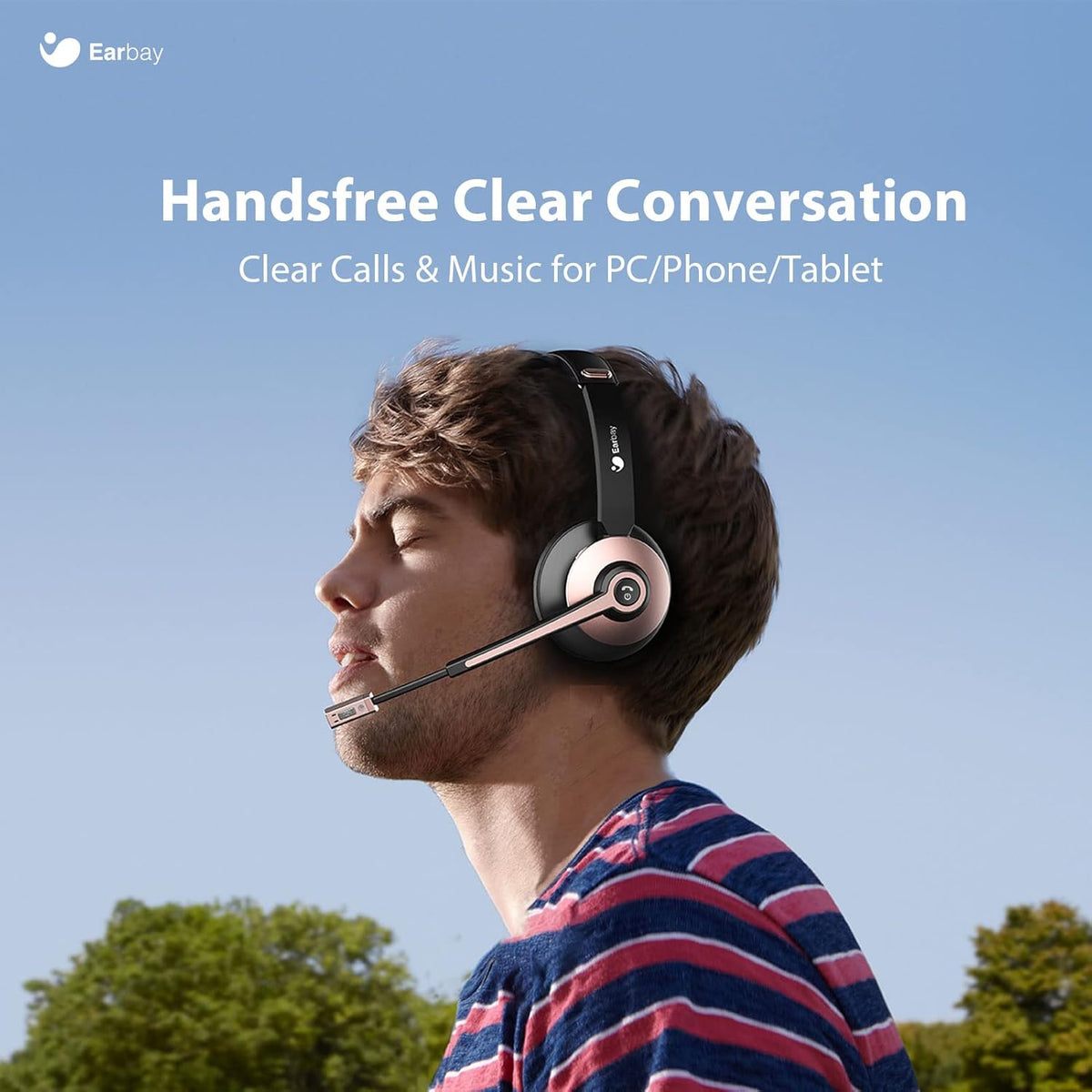Wireless Bluetooth 5.0 On-Ear Headset with Microphone and USB Dongle, Pack of 2 D933