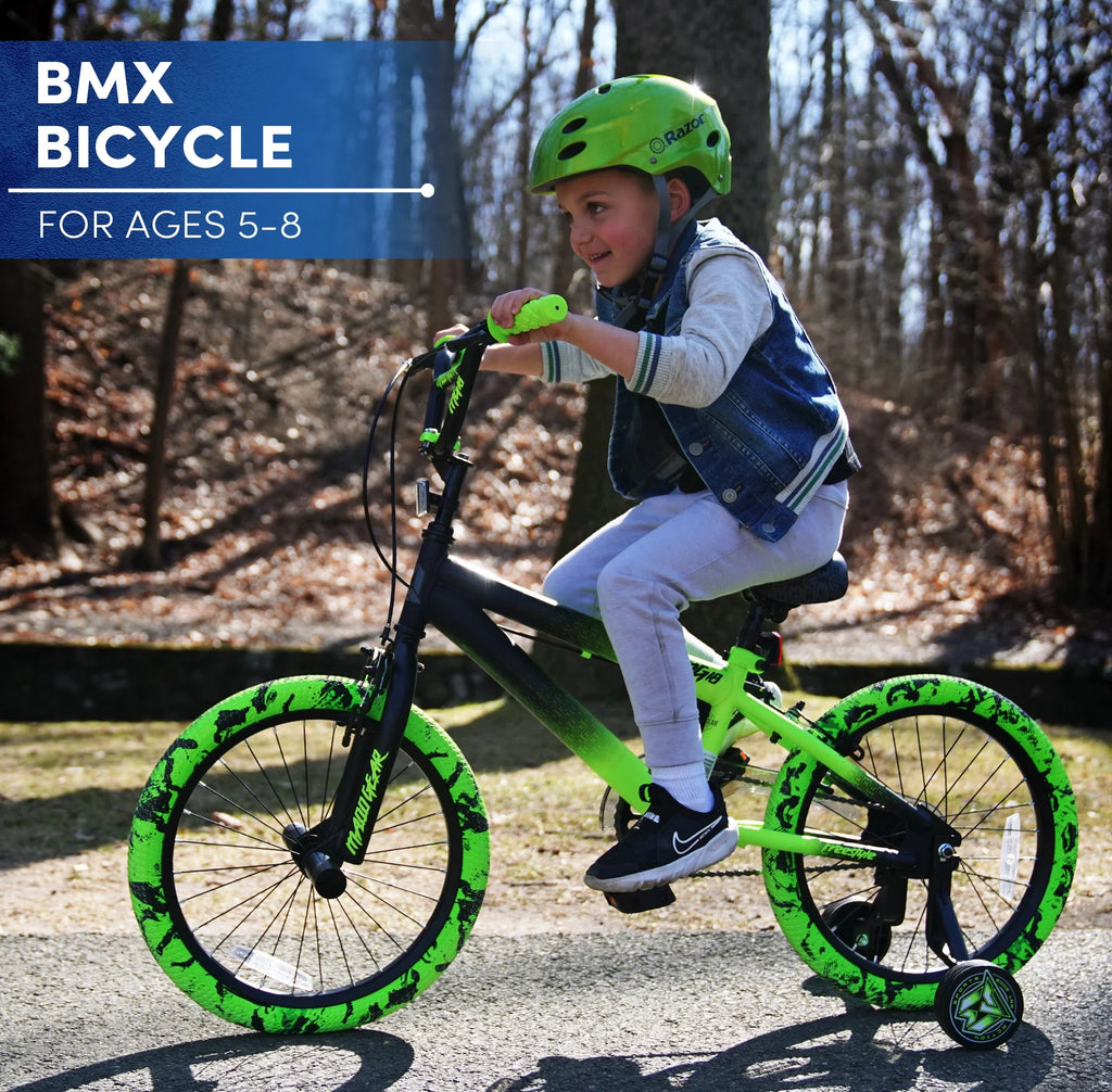 18" Black and Green BMX Bike B711