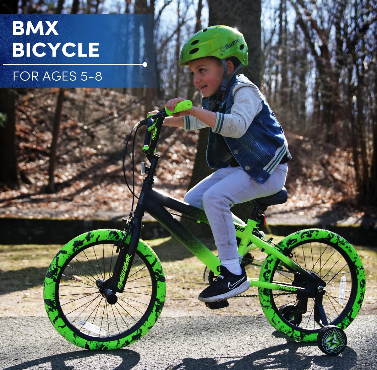 18" Black and Green BMX Bike B711