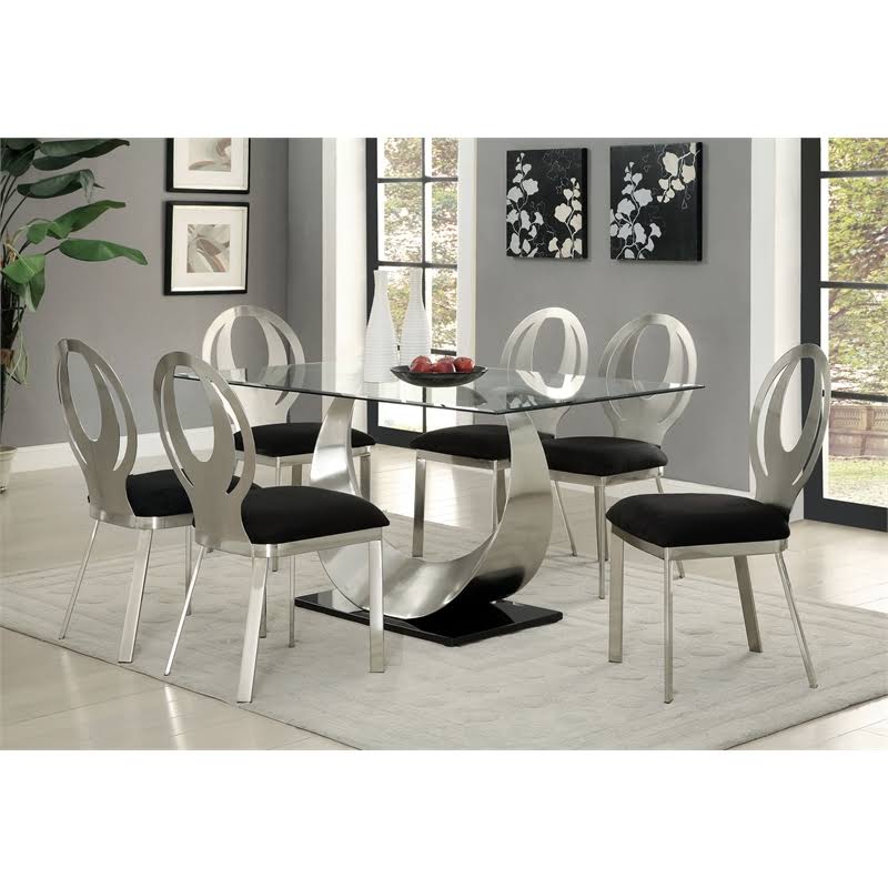 Silver Metal Dining Chair Set of 2 Z694