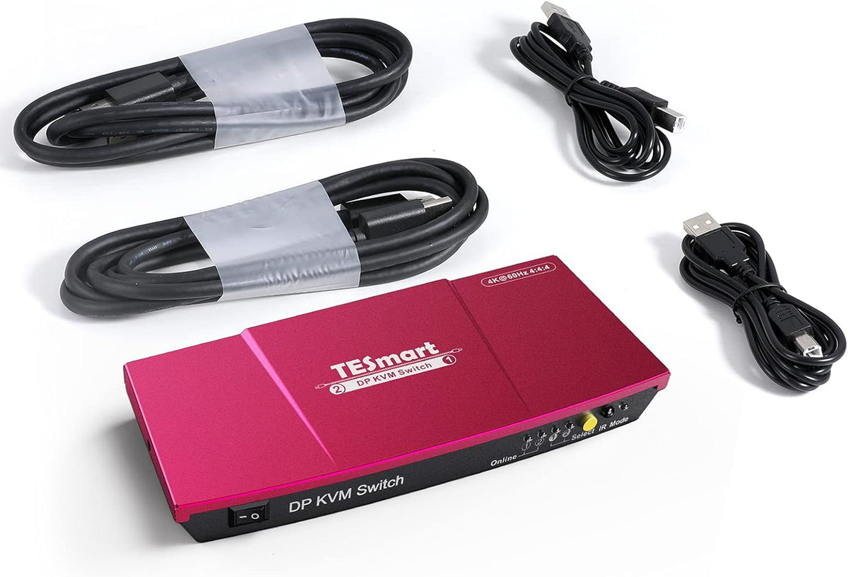 2 Port DisplayPort 4K 60Hz KVM Switcher with Cables Y348417