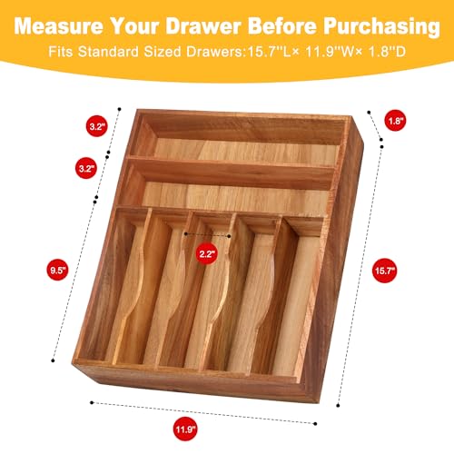 7 Slots Acacia Silverware Organizer R349336