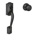 Matte Black Entry Door Handle Set with Door Knob A217