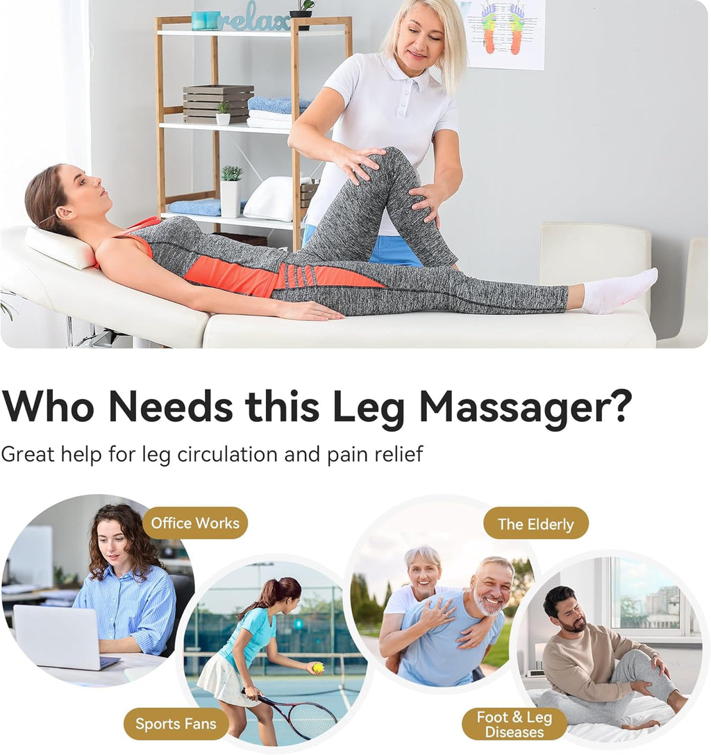 Full Leg Massager with Heat, Air Compression Massager for Foot Calf & Thigh S90372