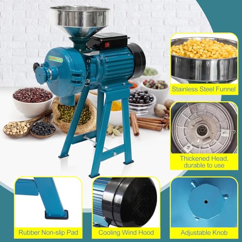 Electric Grain Mill Grinder, 3000W 110V Commercial Grain Grinder Machine with Funnel M8030