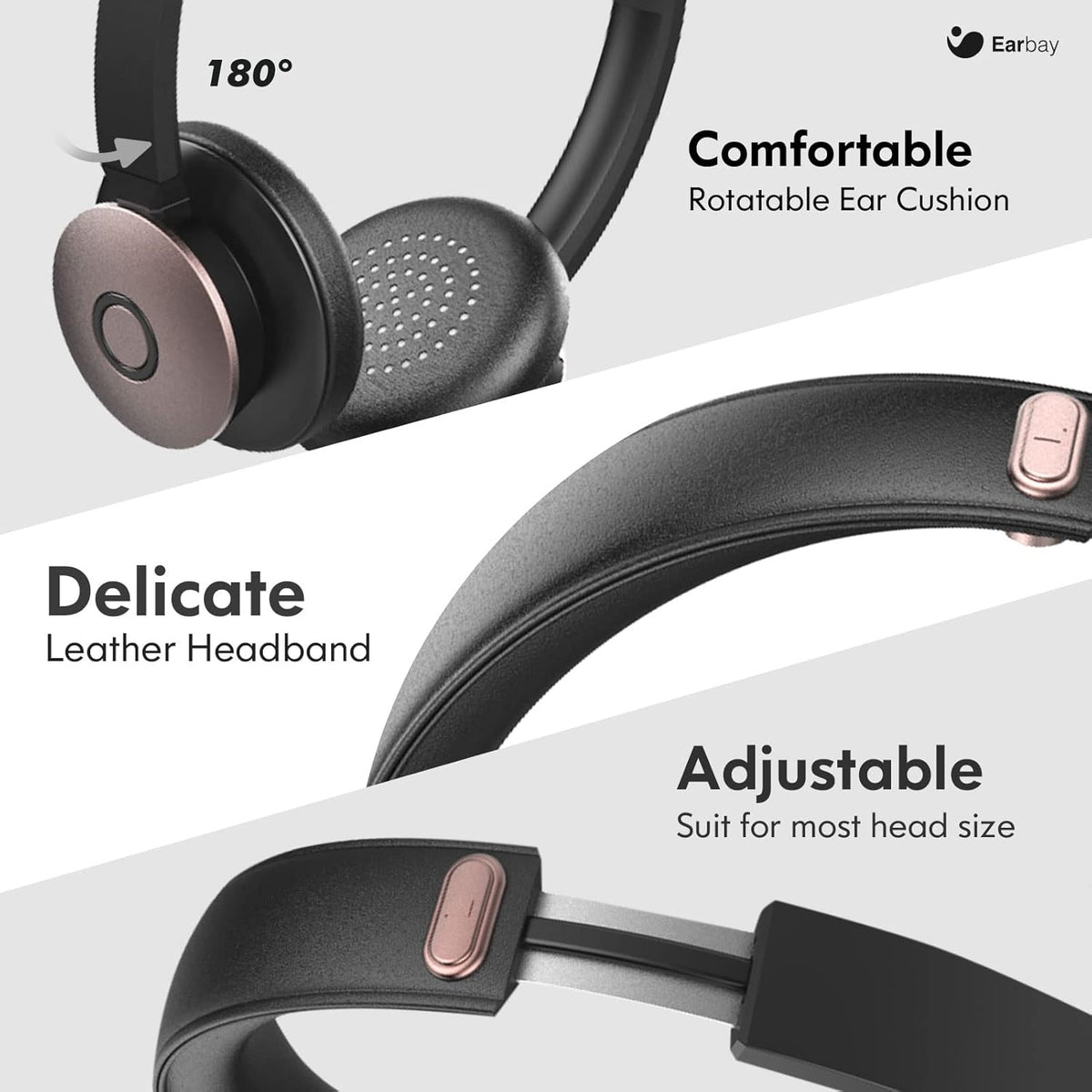 Wireless Bluetooth 5.0 On-Ear Headset with Microphone and USB Dongle, Pack of 2 D933