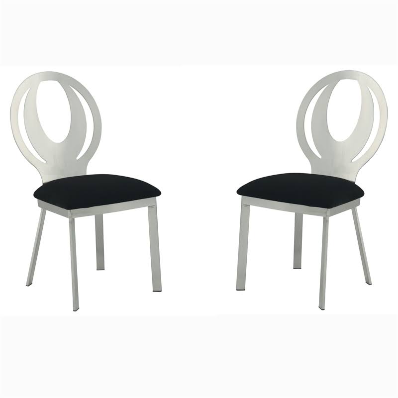 Silver Metal Dining Chair Set of 2 Z694