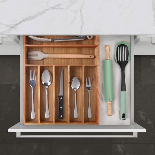 7 Slots Acacia Silverware Organizer R349336