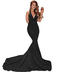 Mermaid V-Neckline Backless Prom Dress Long C94661