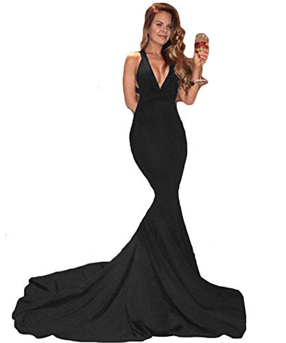 Mermaid V-Neckline Backless Prom Dress Long C94661