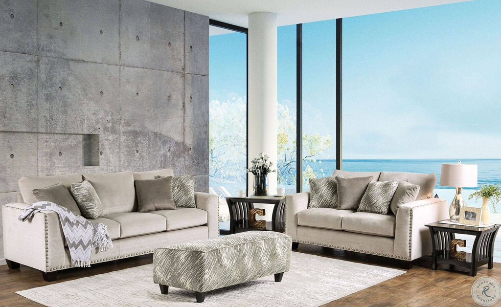 Light Mocha Ottoman W38185