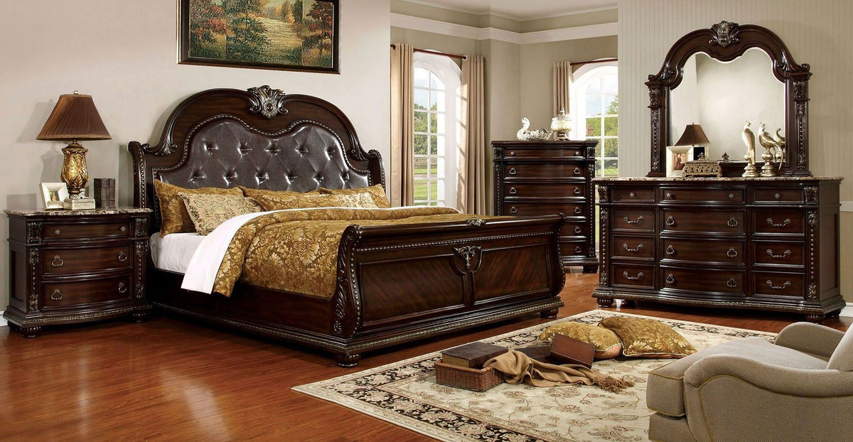 Brown Cherry Eastern King Size Bed J122