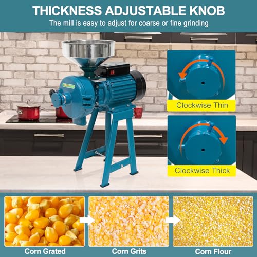 Electric Grain Mill Grinder, 3000W 110V Commercial Grain Grinder Machine with Funnel M8030