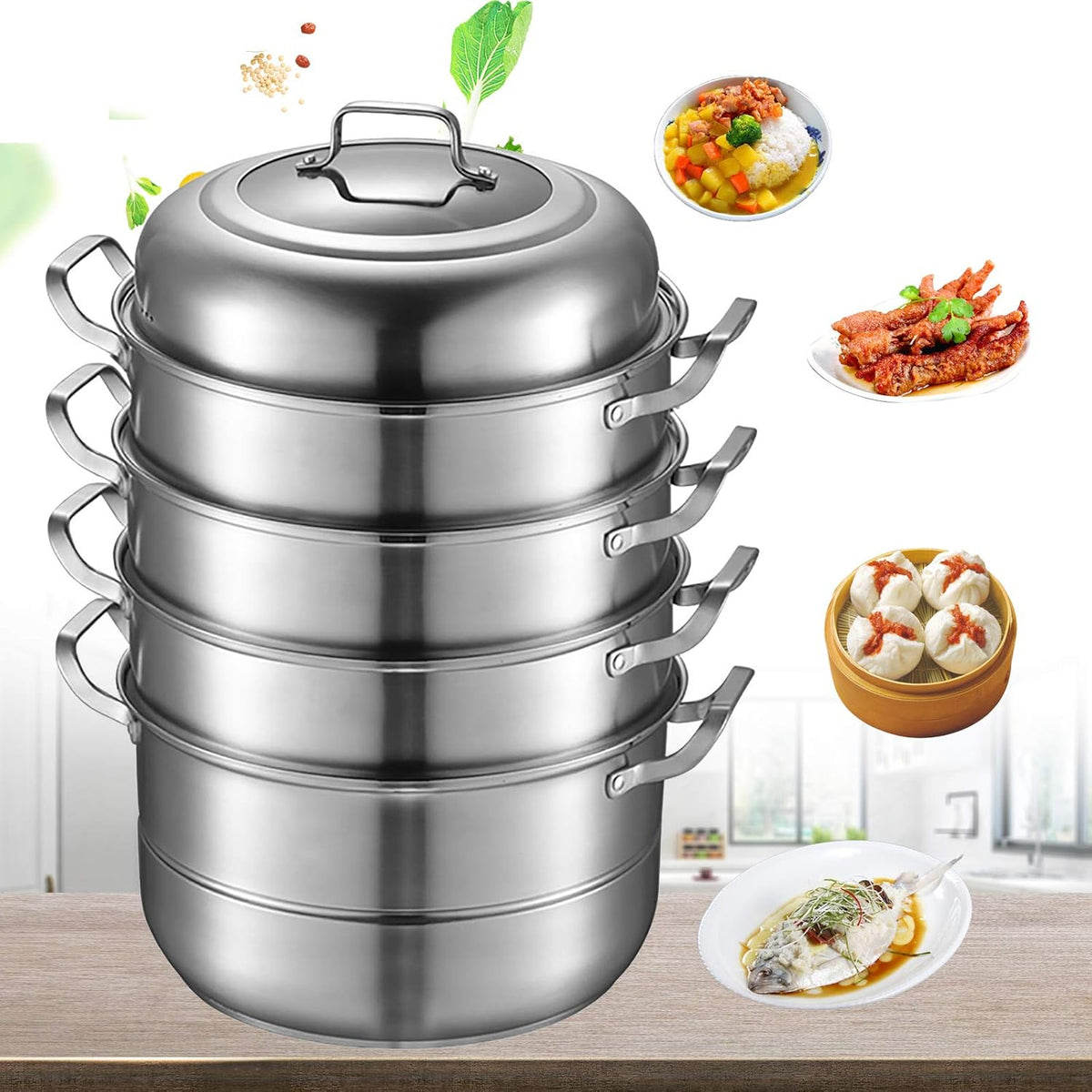 12.8in 5 Tier Stainless Steel Steamer Pot H171