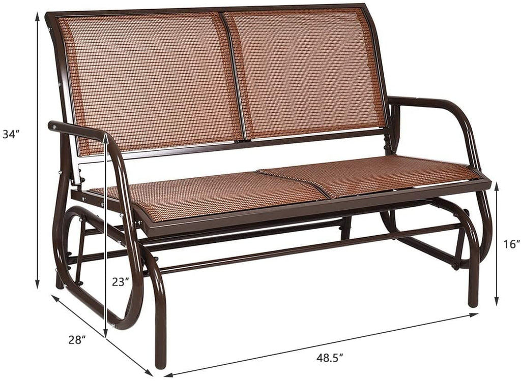 Brown Steel 48 Inch 2 Person Swing Glider Chair Y218412
