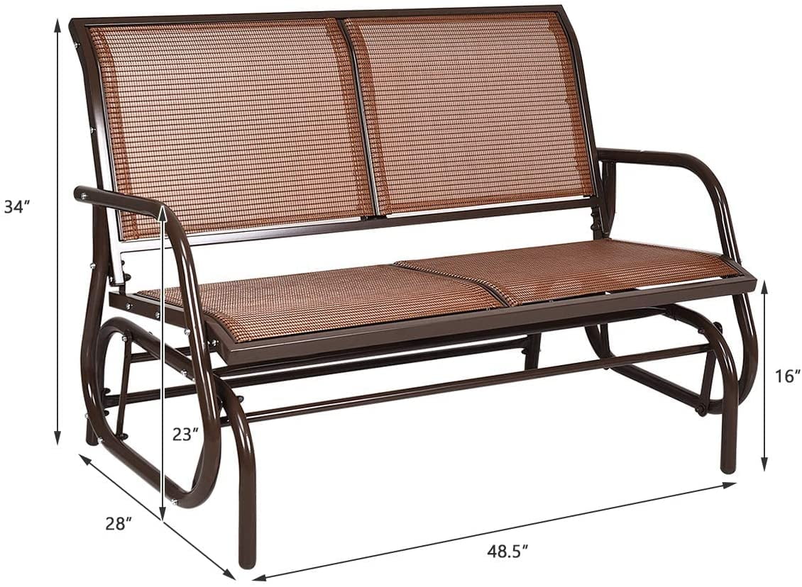 Brown Steel 48 Inch 2 Person Swing Glider Chair Y218412