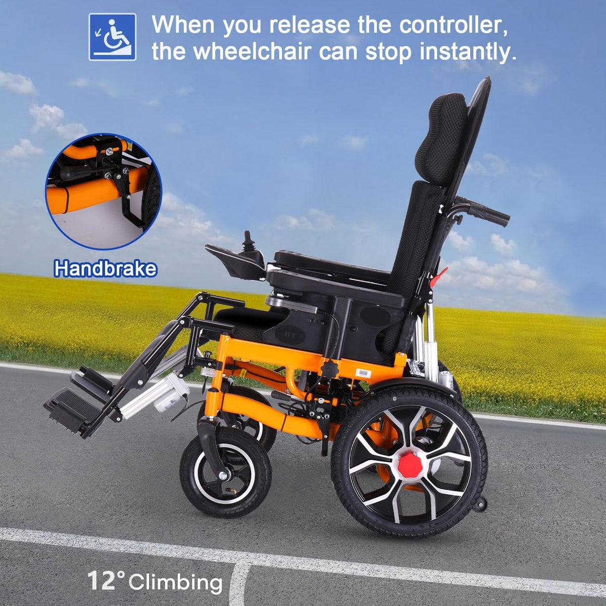 Lightweight Foldable Electric Wheelchair with Headrest N44285