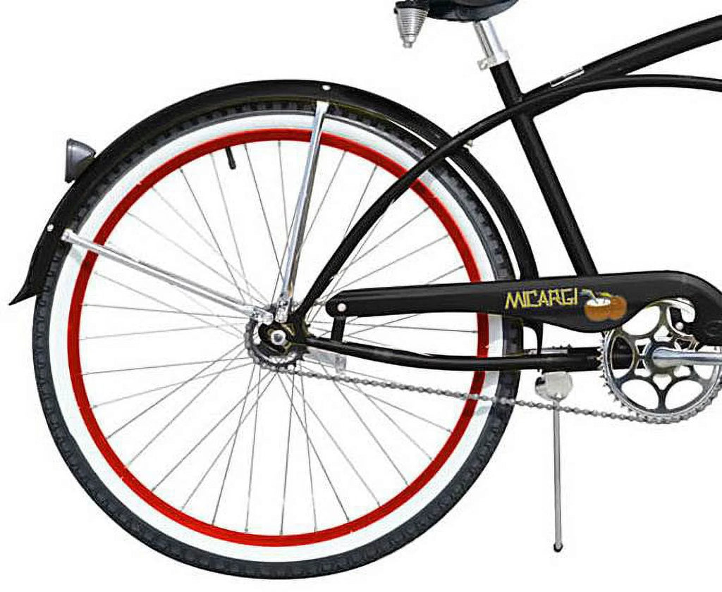 26" Beach Cruiser Coaster Brake Stainless Steel Spokes Alloy Red Rims Black/ Red M6350