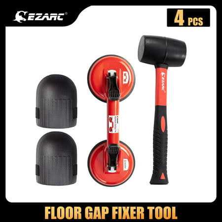 Floor Gap Fixer Tool with Double Aluminum Suction Cup, Rubber Mallet and Foam O810