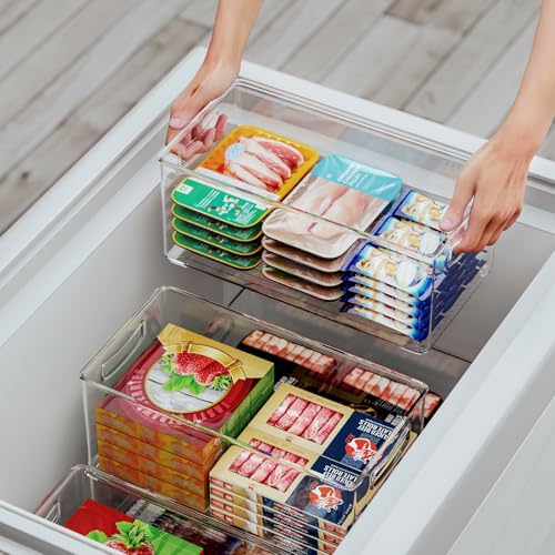 2 Pack Deep Freezer Organizer Bins, Stackable Chest Freezer Storage Bins, Food-Grade Plastic H500691