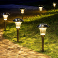 8 Pack Warm White Waterproof Glass Stainless Steel Solar Pathway Lights C775