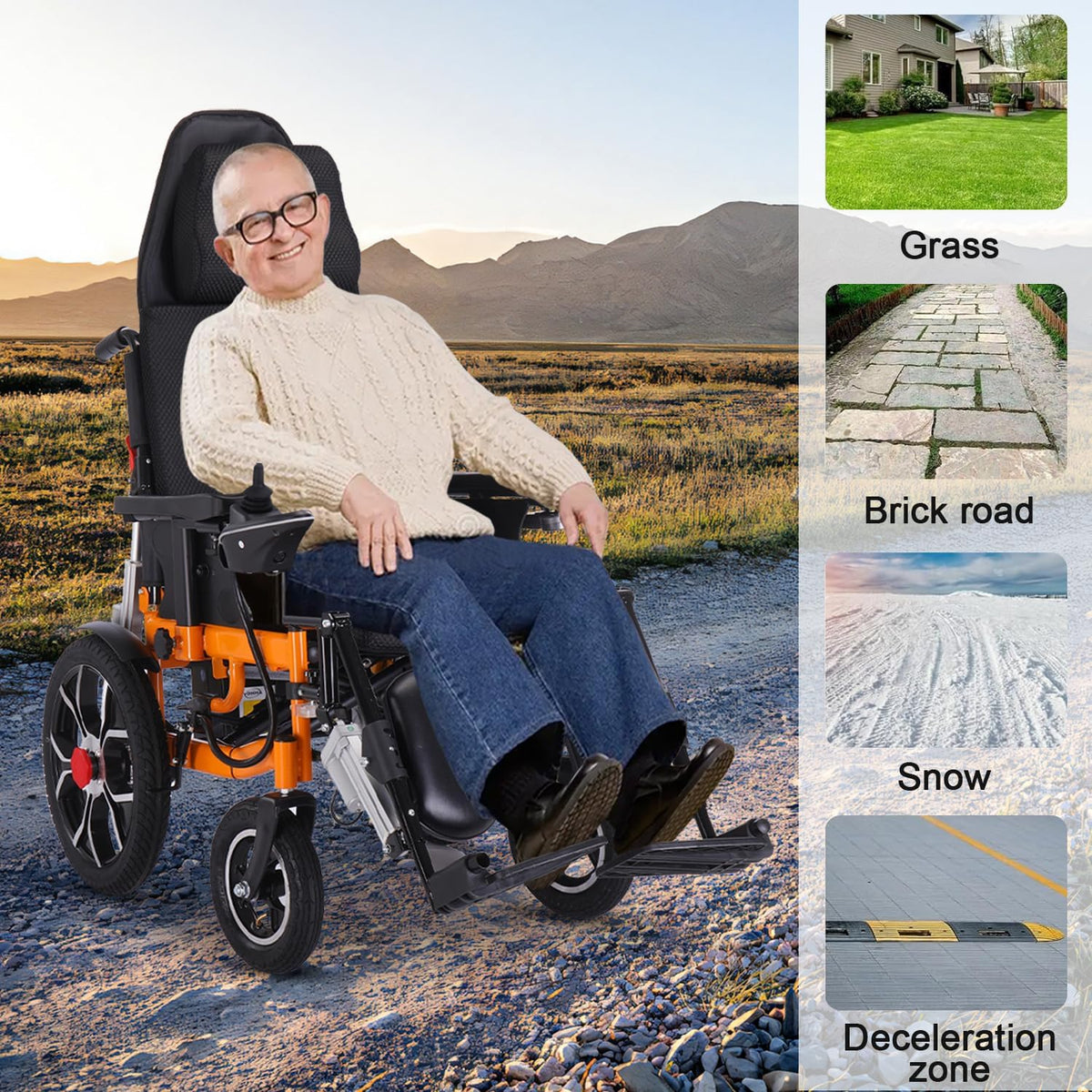 Lightweight Foldable Electric Wheelchair with Headrest N44285