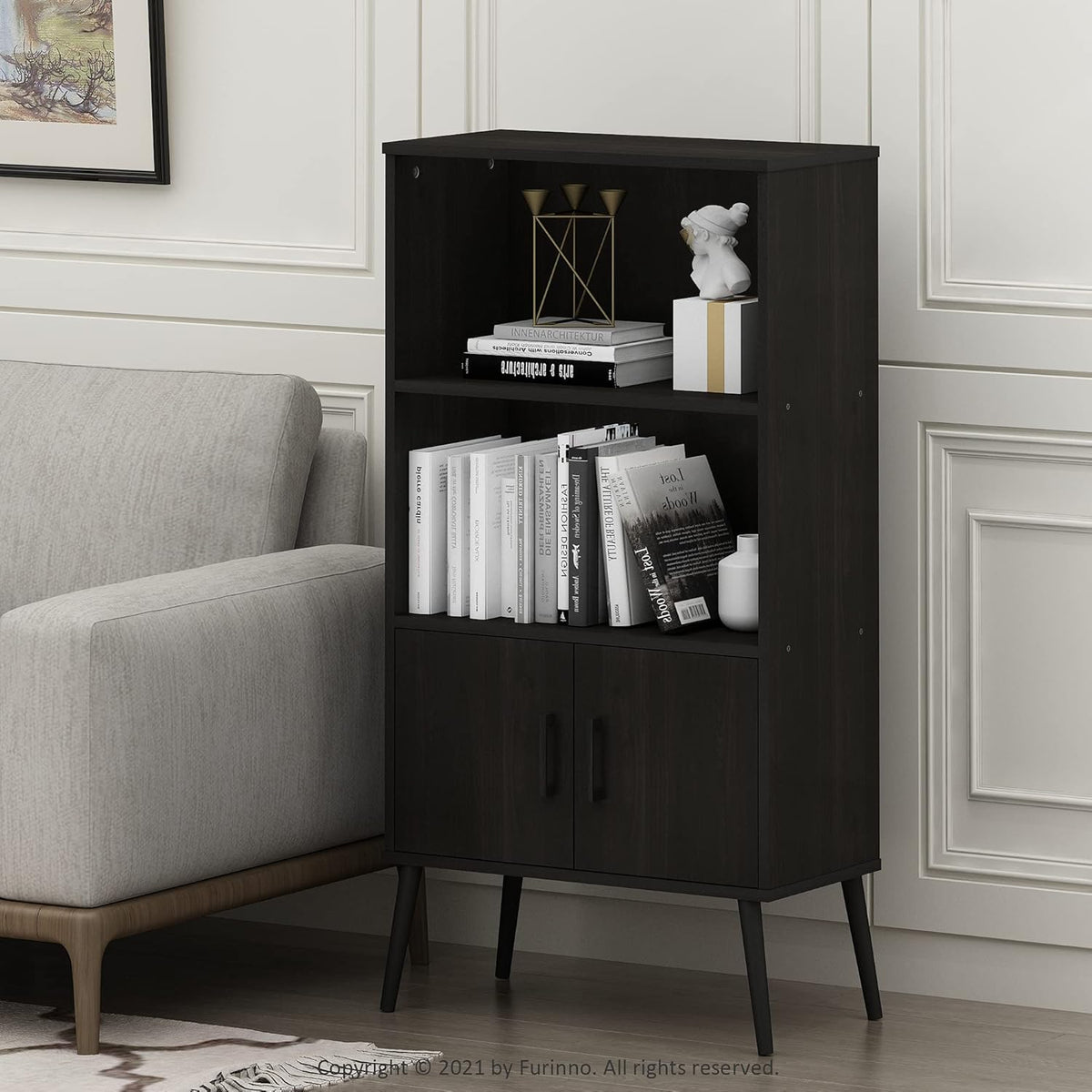 Espresso Accent Cabinet with Wood Legs Z626358